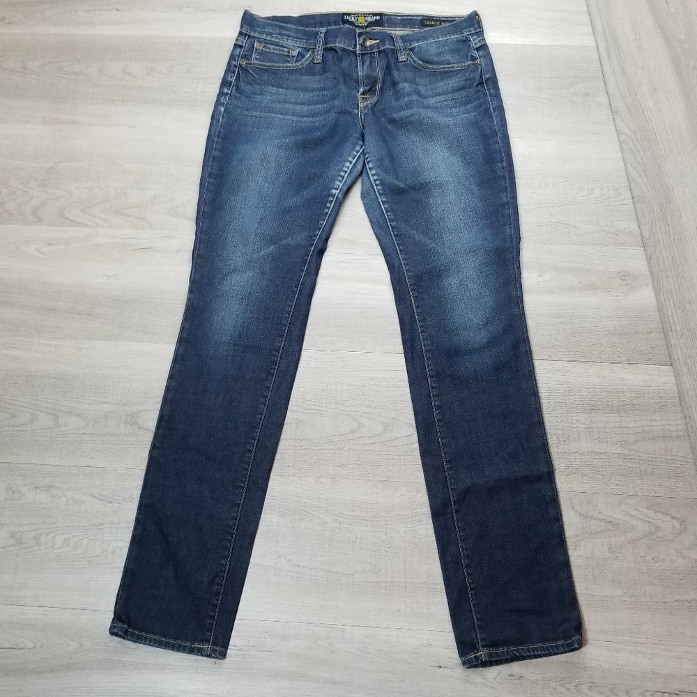 Lucky Brand Charlie Skinny Jeans Size 10/30 Dark Blue Mid Rise
